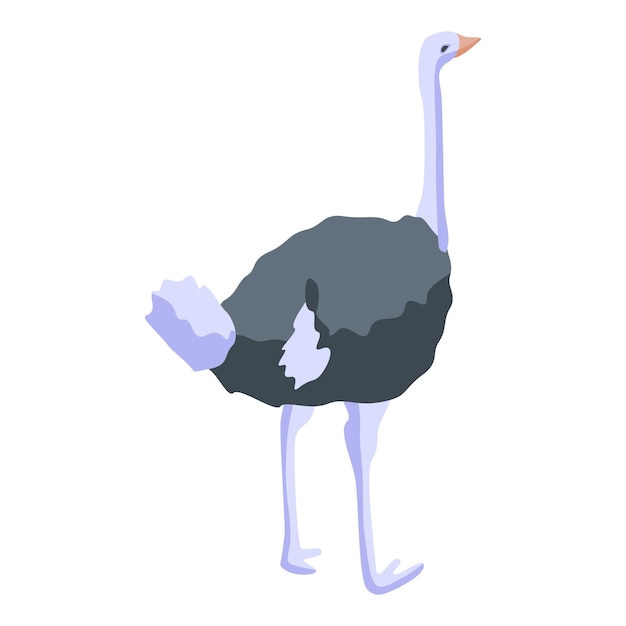 Icono de avestruz blanco negro isométrico de icono de vector de avestruz blanco negro para diseño web aislado sobre fondo blanco
