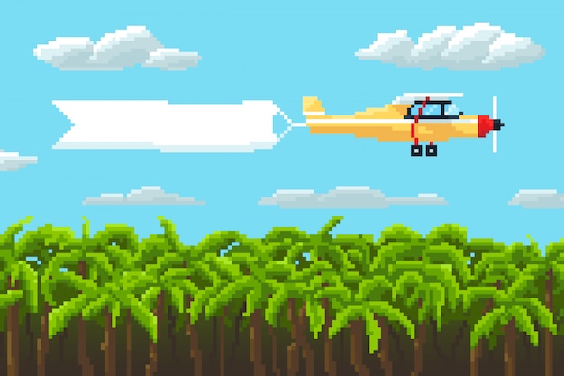 Vector icono de avión arte de pixel. ilustración.