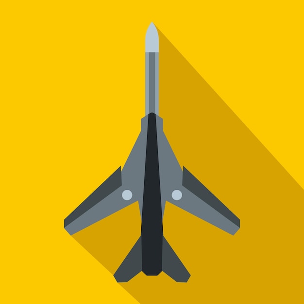 Icono de avión de combate en estilo plano sobre un fondo amarillo