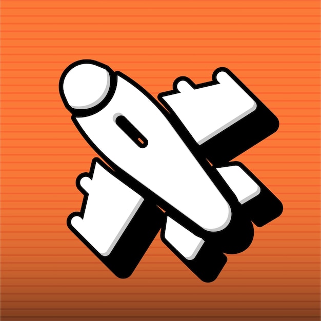 Icono de avión elegante en blanco y negro con fondo naranja personalizable