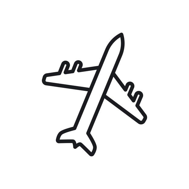 El icono del avión establece el símbolo vectorial de viaje aéreo, el avión es un signo plano, la aerolínea es una aerolínea, el icono de vuelo es un pictograma de avión de carga en estilo negro, lleno y delineado.