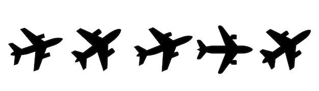 El icono del avión establece el vector en un fondo blanco