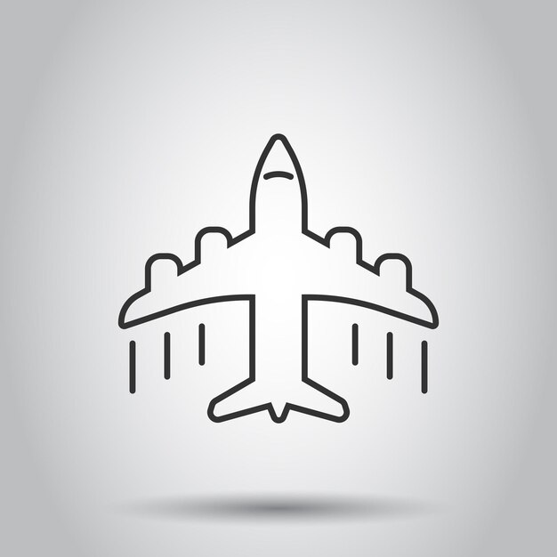 Icono de avión en estilo plano Ilustración de vector de avión sobre fondo blanco aislado Concepto de negocio de avión de línea de vuelo