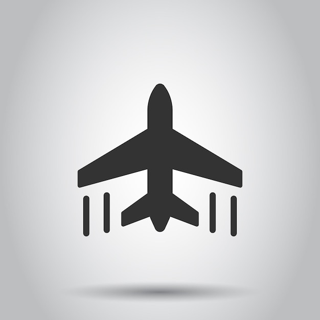 Icono de avión en estilo plano Ilustración de vector de avión sobre fondo blanco aislado Concepto de negocio de avión de línea de vuelo