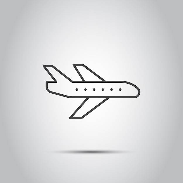 Icono de avión en estilo plano Ilustración vectorial de avión en un fondo aislado Concepto de negocio de señales de transporte