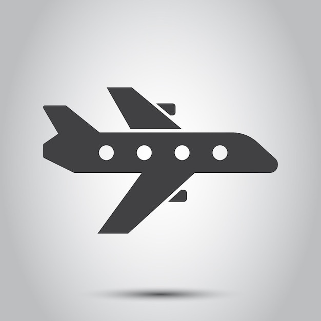 Icono de avión en estilo plano Ilustración vectorial de avión en un fondo aislado Concepto de negocio de señales de transporte