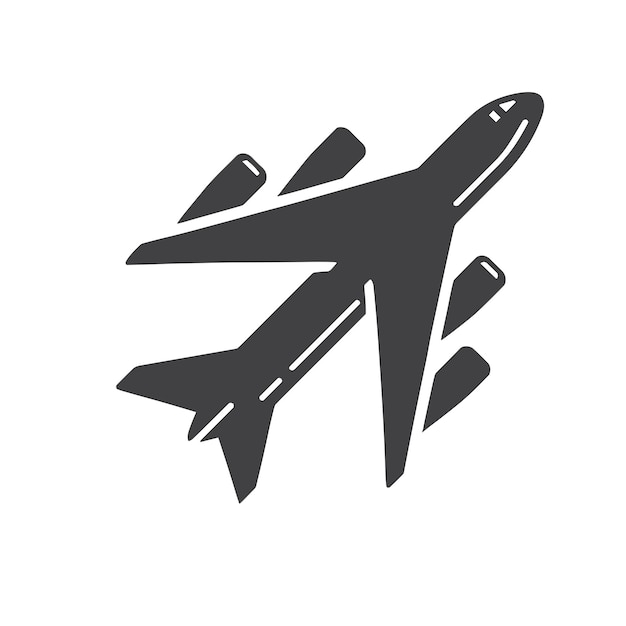 Icono de avión en ilustración vectorial de avión de estilo plano en fondo blanco aislado