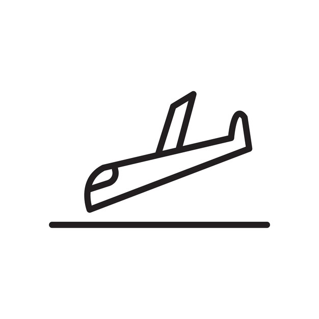 Icono de avión de llegada Logotipo vectorial de arte de línea negra