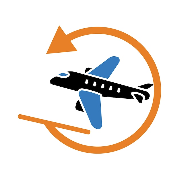 Icono de avión del mundo de la aerolínea aguas abajo
