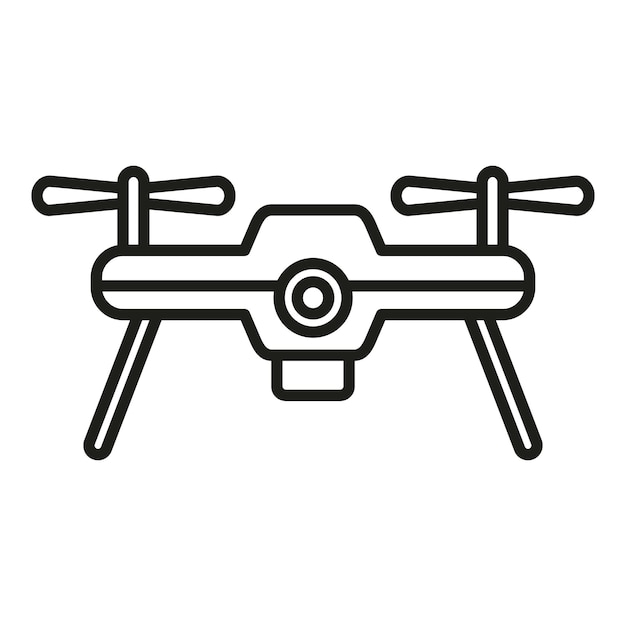Icono de avión no tripulado de seguridad aérea contorno vector Robot ai cámara Tecnología de tierra
