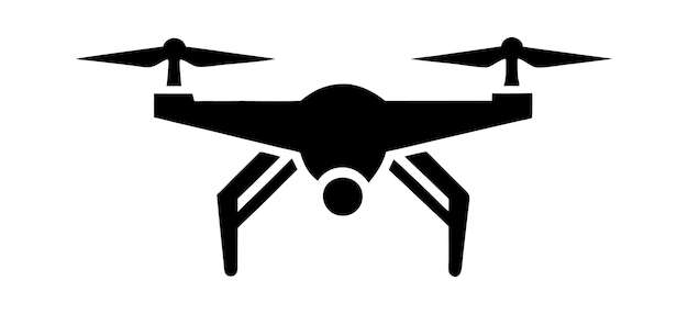 Icono de avión no tripulado vectorial diseño blanco y negro
