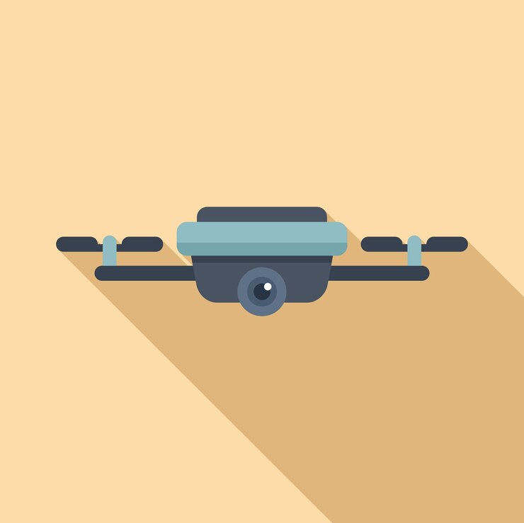Vector icono de avión no tripulado volador de vector plano juguete de espionaje de video seguro aéreo