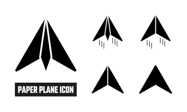 Icono del avión de papel de relleno Símbolo del vector del glifo negro Icono del aeroplano de papel