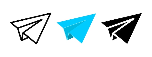 Icono de avión de papel Signo de avión de origami azul Símbolo de inicio de negocio Libertad