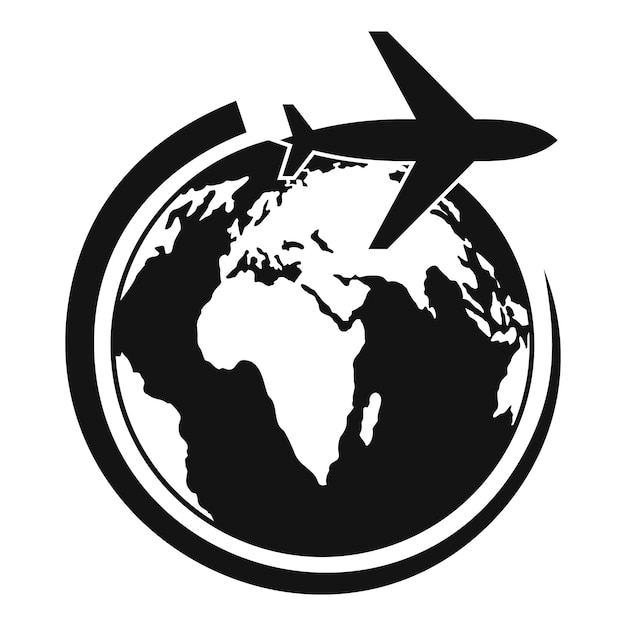 Icono de avión en la tierra Ilustración simple del icono de vector de avión en la tierra para web