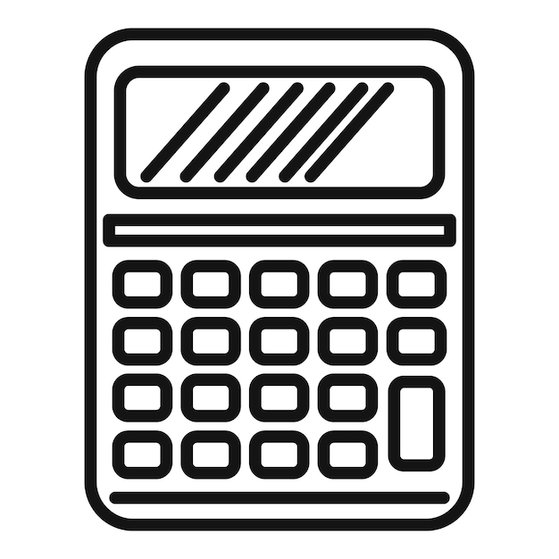 Icono de ayuda de calculadora vector de contorno Servicio de oficina Trabajo en línea