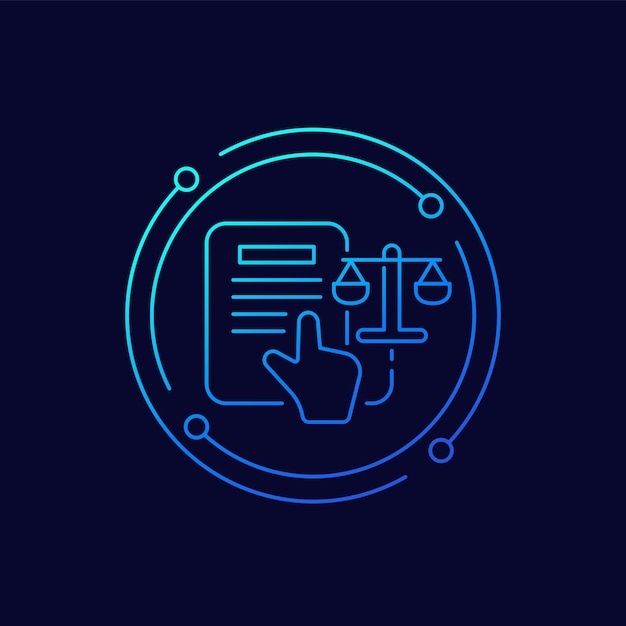 Icono de ayuda legal en línea vector lineal