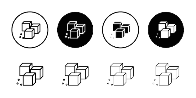 El icono de azúcar es una serie de envases delgados.