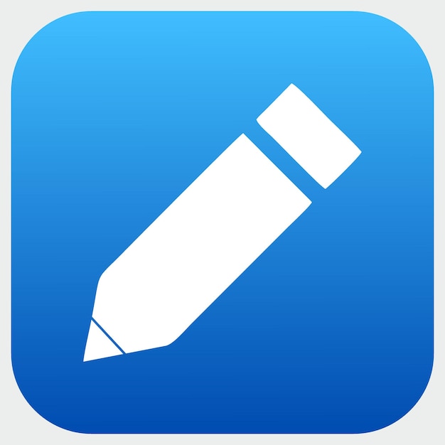 un icono azul y blanco de un bolígrafo con un fondo azul