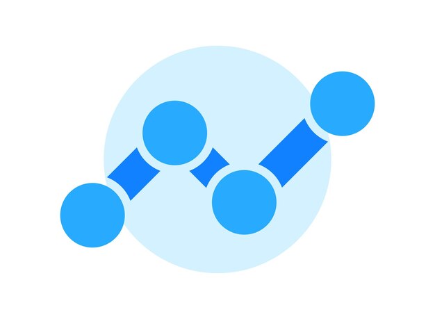 Icono azul de estadística sobre fondo claro Símbolo de datos de infografía Análisis de tráfico Investigación de desarrollo financia estadísticas de inversión Esquema estilo plano y coloreado Diseño plano Ilustración vectorial
