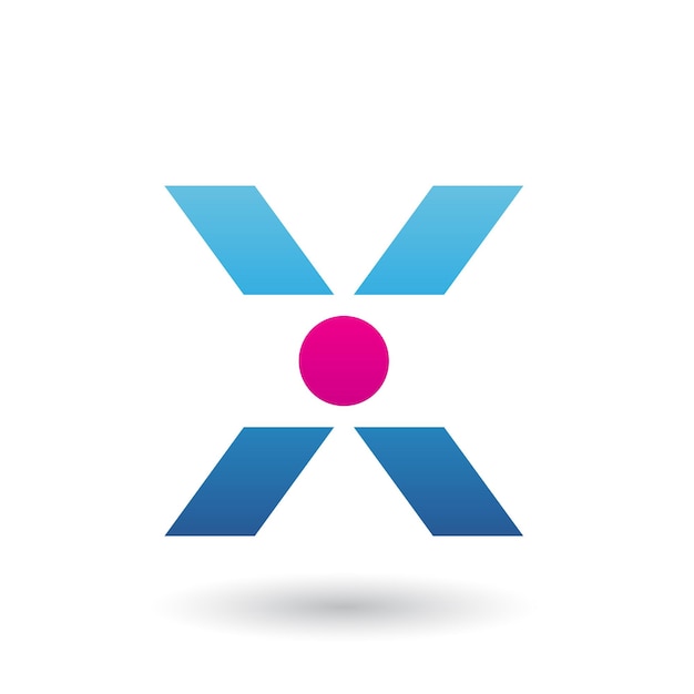 Icono azul de la letra X con una ilustración de Vector de círculo