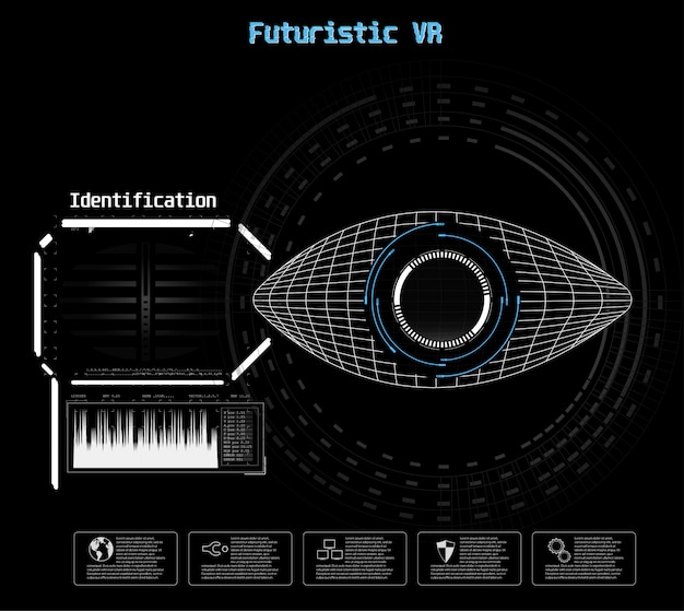 Icono en azul. Ojo digital hud ui. . Ilustración de medicina. Icono de ojo Estilo de tecnología futurista. Sistema de identificación de escaneo.