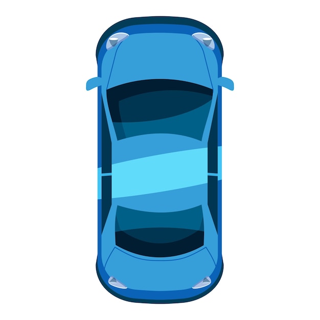 El icono azul de la vista superior del coche Ilustración isométrica 3D del icono vectorial para la web