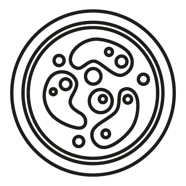 Icono de bacteria vector de contorno placa de Petri célula de salud