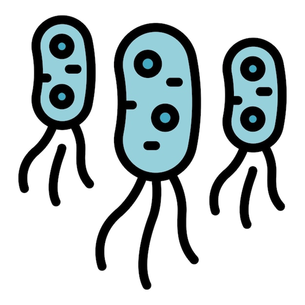 Icono de bacterias corporales Icono de vector de bacterias corporales de contorno para diseño web aislado en color plano de fondo blanco