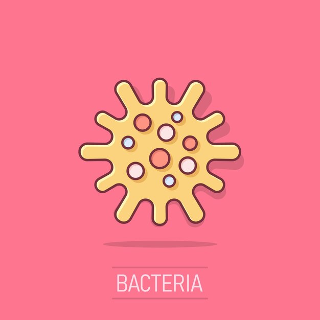 Vector icono de bacterias de enfermedad en estilo cómico ilustración vectorial de dibujos animados de alergia en fondo blanco aislado efecto de salpicaduras de virus microbianos concepto de negocio