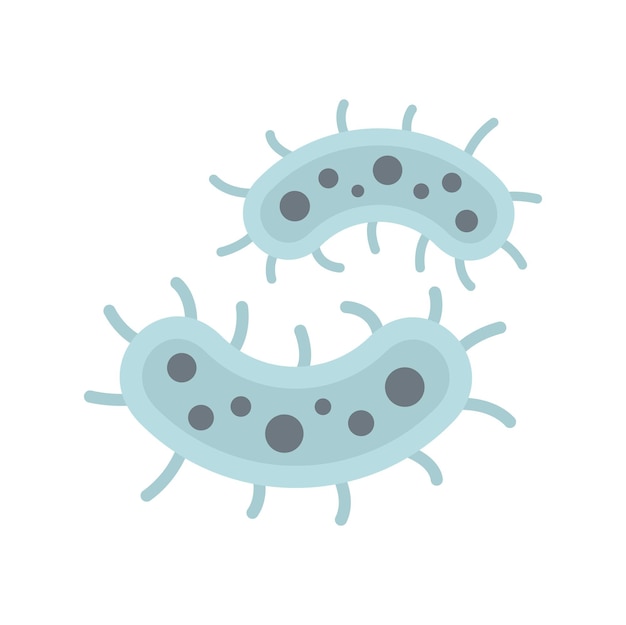 Icono de bacterias de riesgo biológico Ilustración plana del icono de vector de bacterias de riesgo biológico aislado sobre fondo blanco