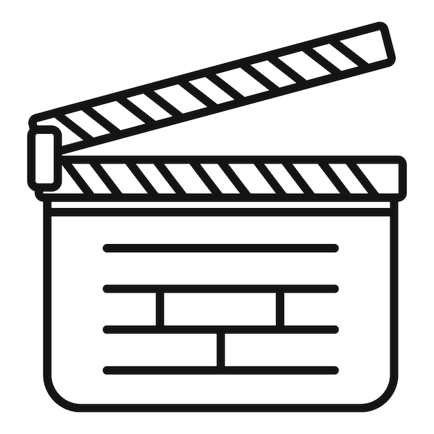 Icono de badajo de cine Icono de vector de badajo de cine de contorno para diseño web aislado sobre fondo blanco