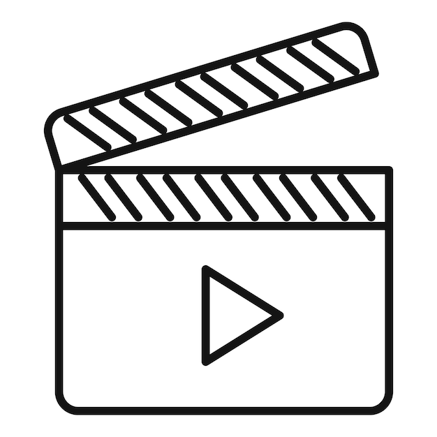 Vector icono de badajo de vídeo icono de vector de badajo de vídeo de contorno para diseño web aislado sobre fondo blanco
