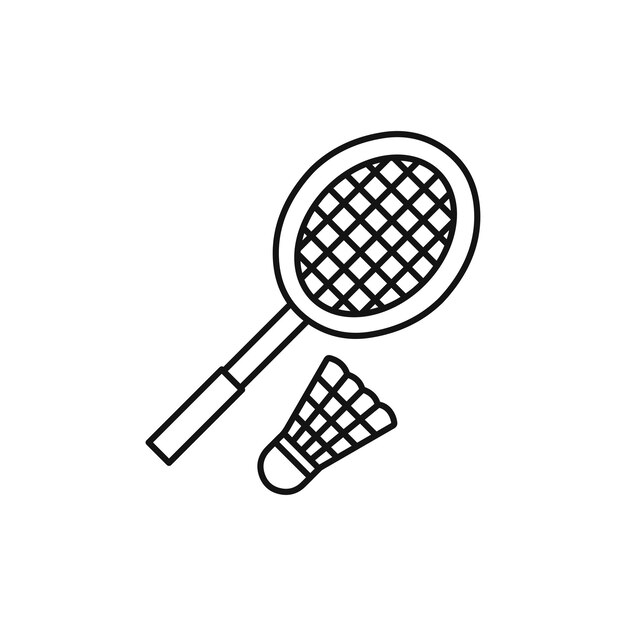 Icono de bádminton aislado sobre un fondo blanco