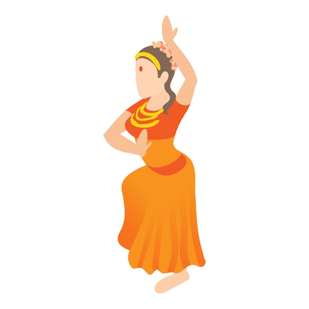 Vector icono de baile de niña india en estilo de dibujos animados aislado sobre fondo blanco ilustración de vector de símbolo de bailarina