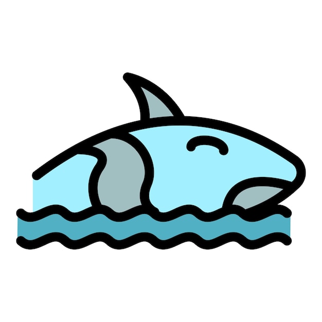 Icono de ballena asesina gigante Contorno icono de vector de ballena asesina gigante para diseño web aislado en color plano de fondo blanco