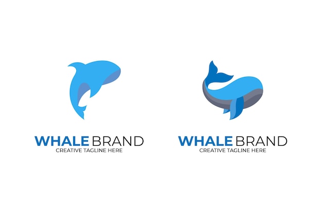 Icono de la ballena azul linda plantilla de logotipo de animal