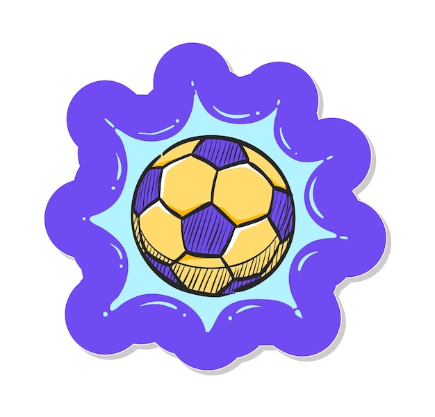 Vector icono de balón de fútbol dibujado a mano en la ilustración de vector de estilo de etiqueta