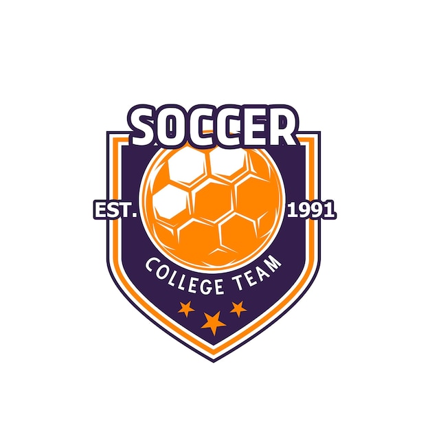 Icono de balón de fútbol vectorial para el equipo universitario