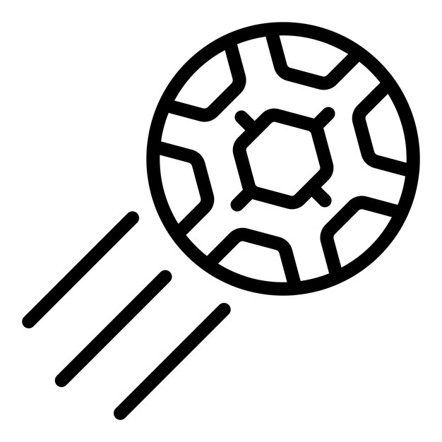 Icono de balón de fútbol volador Contorno icono de vector de balón de fútbol volador para diseño web aislado sobre fondo blanco
