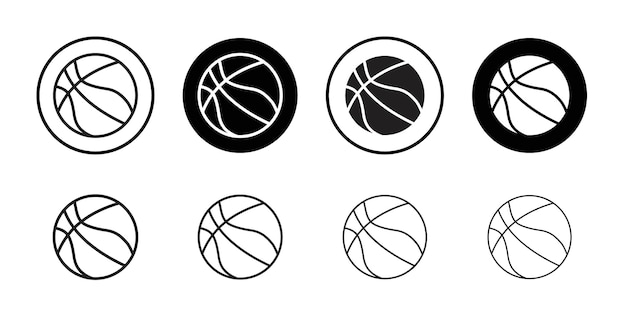 Ícono de baloncesto arte plano en blanco y negro aislado