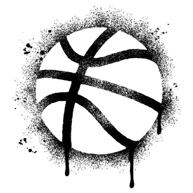 Vector icono de baloncesto pintado con spray aislado con un fondo blanco