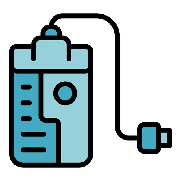 El icono de la banca de energía en línea es un vector de contorno cargador de energía solar eléctrico de color plano