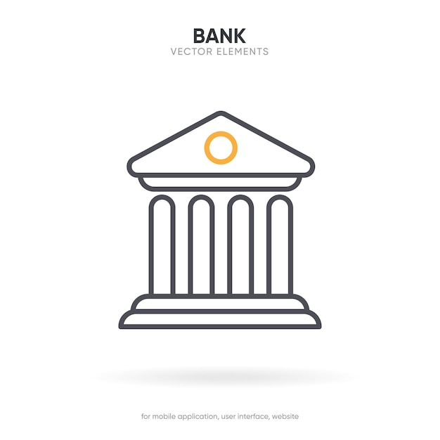 Icono de banco 3D o plano Icono de museo Ilustración vectorial Signo de museo Diseño de estilo minimalista