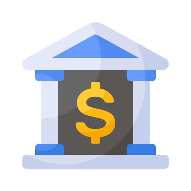 Un icono de banco de calidad premium representa instituciones financieras o servicios bancarios de gestión de dinero