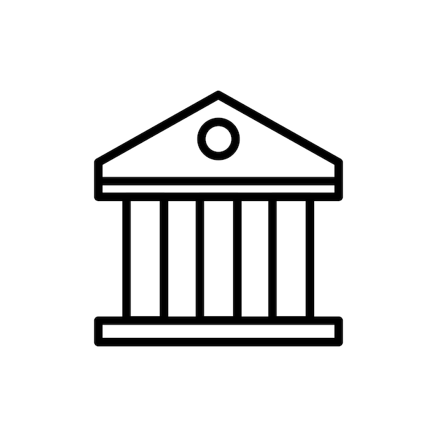 Icono del banco conjunto institución financiera edificio símbolo vectorial gobierno banco federal signo museo romano icono