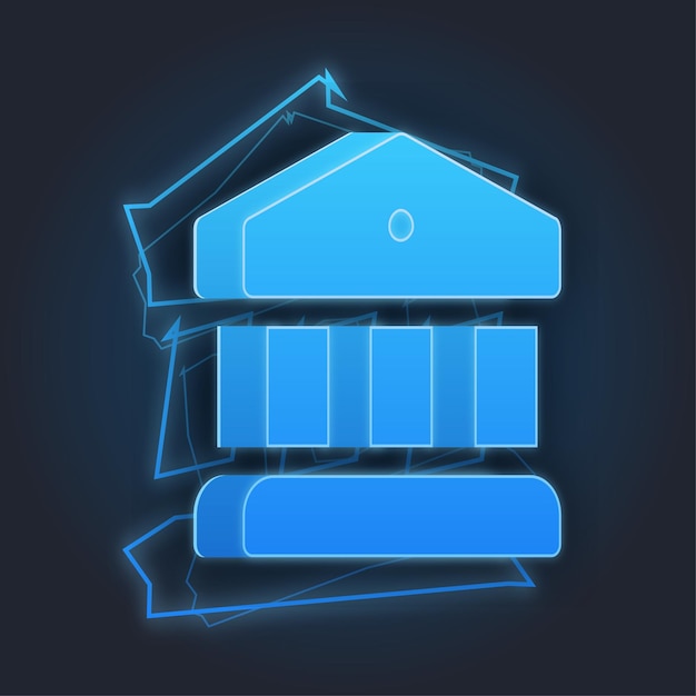 Icono del banco de efectos de trueno de iluminación azul con fondo oscuro