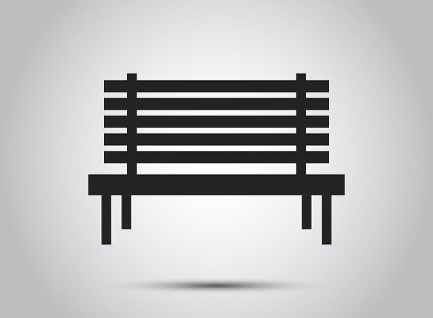 Icono de banco en estilo plano Ilustración de vector de descanso cómodo sobre fondo aislado Concepto de negocio de signo de silla de parque