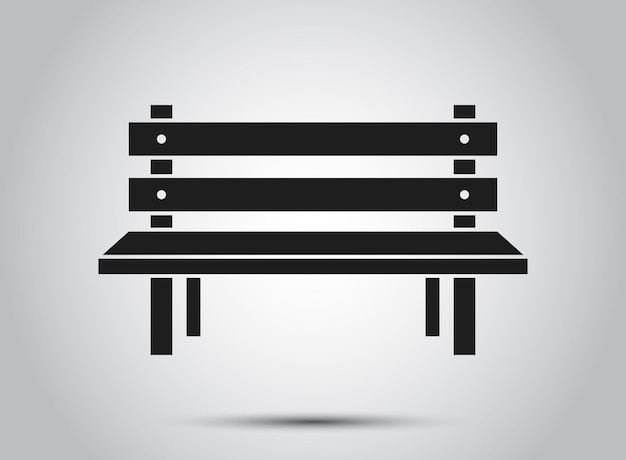 Icono de banco en estilo plano Ilustración de vector de descanso cómodo sobre fondo aislado Concepto de negocio de signo de silla de parque
