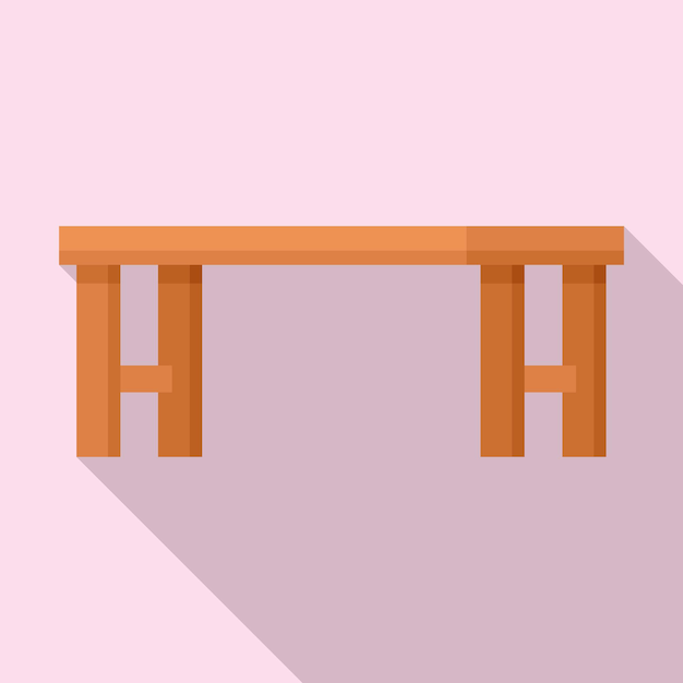 Icono de banco de madera largo Ilustración plana del icono de vector de banco de madera largo para diseño web